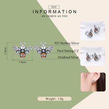Load image into Gallery viewer, S925 Sterling Silver Earrings Bee Inlaid Female Earrings, White, Gold