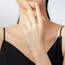 Load image into Gallery viewer, Fashion Retro Open Ring Sterling Silver S925 Star and Moon Platinum Plated Zircon Ring, SCR638