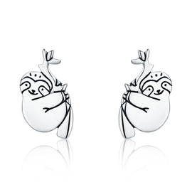 Animal Sloth Earrings Sterling Silver Simple Earrings, SCE327