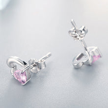 Load image into Gallery viewer, Heart-shaped S925 Sterling Silver Earrings with Gemstones, SCE090