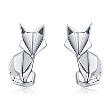 Load image into Gallery viewer, S925 Animal Earrings Jewelry Origami Fox Sterling Silver Girls Earrings, SCE526