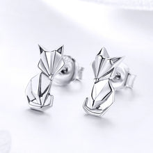 Load image into Gallery viewer, S925 Animal Earrings Jewelry Origami Fox Sterling Silver Girls Earrings, SCE526
