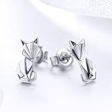 Load image into Gallery viewer, S925 Animal Earrings Jewelry Origami Fox Sterling Silver Girls Earrings, SCE526