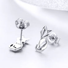Load image into Gallery viewer, S925 Animal Earrings Jewelry Origami Fox Sterling Silver Girls Earrings, SCE526