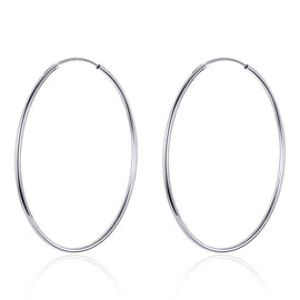 Big Circle Earrings Simple Platinum-plated Sterling Silver S925 Earrings, SCE711