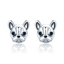 Load image into Gallery viewer, S925 Sterling Silver Animal Earrings Bulldog Plain Silver Earrings, SCE283