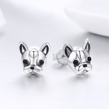 Load image into Gallery viewer, S925 Sterling Silver Animal Earrings Bulldog Plain Silver Earrings, SCE283