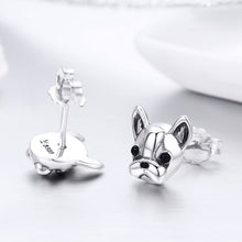 Load image into Gallery viewer, S925 Sterling Silver Animal Earrings Bulldog Plain Silver Earrings, SCE283