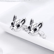 Load image into Gallery viewer, S925 Sterling Silver Animal Earrings Bulldog Plain Silver Earrings, SCE283