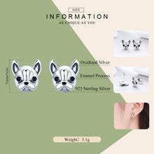 Load image into Gallery viewer, S925 Sterling Silver Animal Earrings Bulldog Plain Silver Earrings, SCE283