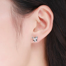 Load image into Gallery viewer, S925 Sterling Silver Animal Earrings Bulldog Plain Silver Earrings, SCE283