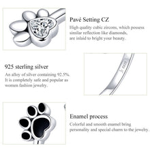 Load image into Gallery viewer, S925 Sterling Silver Cute Pet Paw Print Open Ring Black Dripping Ring, SCR605