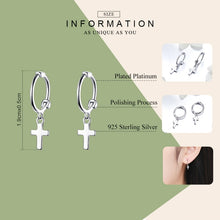 Load image into Gallery viewer, Cross Earrings S925 Sterling Silver Platinum-plated Earrings Men Women Simple Earrings, SCE547