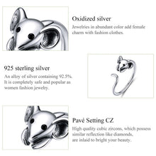 Load image into Gallery viewer, S925 Sterling Silver Open Ring New Year's Zodiac Rat Ring, SCR632
