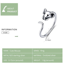 Load image into Gallery viewer, S925 Sterling Silver Open Ring New Year's Zodiac Rat Ring, SCR632