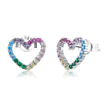 Load image into Gallery viewer, Rainbow Earrings Sterling Silver S925 Heart-shaped Zircon Girls Accessories, SCE891