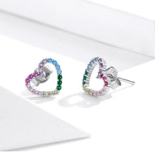 Load image into Gallery viewer, Rainbow Earrings Sterling Silver S925 Heart-shaped Zircon Girls Accessories, SCE891