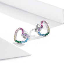 Load image into Gallery viewer, Rainbow Earrings Sterling Silver S925 Heart-shaped Zircon Girls Accessories, SCE891