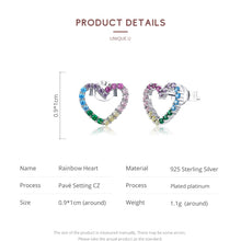 Load image into Gallery viewer, Rainbow Earrings Sterling Silver S925 Heart-shaped Zircon Girls Accessories, SCE891