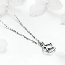 Load image into Gallery viewer, Cute Cat S925 Sterling Silver Lady Necklace With Zircon Inlaid Plain Silver Necklace, SCN188
