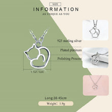 Load image into Gallery viewer, Cute Cat S925 Sterling Silver Lady Necklace With Zircon Inlaid Plain Silver Necklace, SCN188