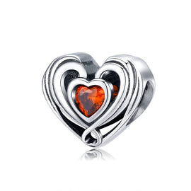S925 Heart-shaped Sterling Silver Loose Beads DIY Bracelet Accessories, SCC1472