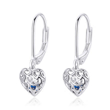 Load image into Gallery viewer, S925 Sterling Silver Stud Earrings Hollow Heart Shaped Earrings Simple Platinum Plated Earrings, SCE746