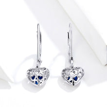 Load image into Gallery viewer, S925 Sterling Silver Stud Earrings Hollow Heart Shaped Earrings Simple Platinum Plated Earrings, SCE746