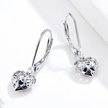 Load image into Gallery viewer, S925 Sterling Silver Stud Earrings Hollow Heart Shaped Earrings Simple Platinum Plated Earrings, SCE746