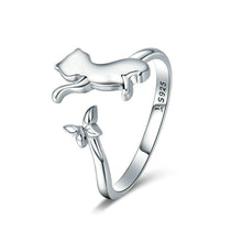 Load image into Gallery viewer, S925 Sterling Silver Ring Cats Companion Fashion Ring, SCR443