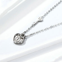 Load image into Gallery viewer, S925 Sterling Silver Platinum Plated Heart Lock Necklace Girls White Inlaid Zircon Key Jewelry, SCN315