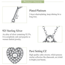 Load image into Gallery viewer, S925 Sterling Silver Platinum Plated Heart Lock Necklace Girls White Inlaid Zircon Key Jewelry, SCN315