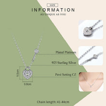 Load image into Gallery viewer, S925 Sterling Silver Platinum Plated Heart Lock Necklace Girls White Inlaid Zircon Key Jewelry, SCN315