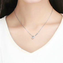 Load image into Gallery viewer, S925 Sterling Silver Platinum Plated Heart Lock Necklace Girls White Inlaid Zircon Key Jewelry, SCN315