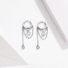 Load image into Gallery viewer, Sterling Silver Earrings Zircon Tassel Long Earrings S925 Girl Earrings jewelry, SCE638