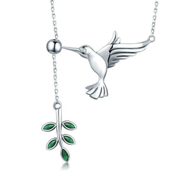 Hummingbird Greetings S925 Sterling Silver Necklace Zirconia Necklace, SCN217