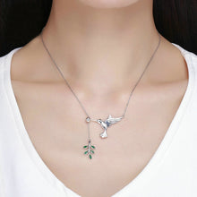 Load image into Gallery viewer, Hummingbird Greetings S925 Sterling Silver Necklace Zirconia Necklace, SCN217
