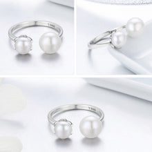 Load image into Gallery viewer, S925 Sterling Silver Ring Female Pearl Open Ring, SCR192