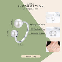 Load image into Gallery viewer, S925 Sterling Silver Ring Female Pearl Open Ring, SCR192