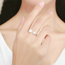 Load image into Gallery viewer, S925 Sterling Silver Ring Female Pearl Open Ring, SCR192