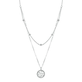 S925 Sterling Silver Platinum Plated Necklace Double Layer Small Star Light Silver Necklace, SCN365