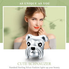 Load image into Gallery viewer, S925 Sterling Silver Beads Cute Schnauzer Platinum Plated Accessories Pendant Loose Beads, SCC835