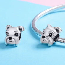 Load image into Gallery viewer, S925 Sterling Silver Beads Cute Schnauzer Platinum Plated Accessories Pendant Loose Beads, SCC835