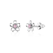 Load image into Gallery viewer, Sterling Silver Flower Earrings S925 Temperament Simple Zircon Earrings, SCE784