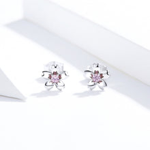 Load image into Gallery viewer, Sterling Silver Flower Earrings S925 Temperament Simple Zircon Earrings, SCE784