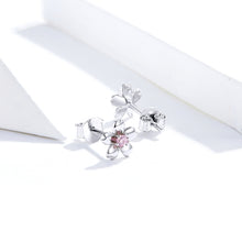 Load image into Gallery viewer, Sterling Silver Flower Earrings S925 Temperament Simple Zircon Earrings, SCE784