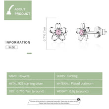 Load image into Gallery viewer, Sterling Silver Flower Earrings S925 Temperament Simple Zircon Earrings, SCE784