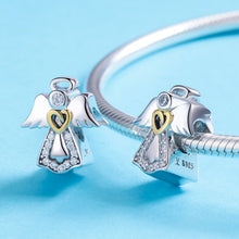 Load image into Gallery viewer, S925 Sterling Silver Guardian Angel Pendant Diamond Drop Oil Jewelry DIY Bracelet Accessories