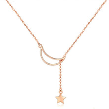 Load image into Gallery viewer, Star Moon S925 Sterling Silver Rose Gold Plated Necklace, SCN108-C