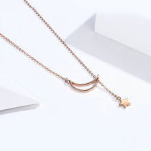 Load image into Gallery viewer, Star Moon S925 Sterling Silver Rose Gold Plated Necklace, SCN108-C